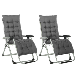 Neo Zero Gravity Dark Grey Reclining Sun Lounger with Padded Cushions Set of 2 - Size: 160 x 67.5 x 109cm - Wilko - thumbnail 3