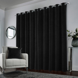 Enhanced Living Hampton Black Velvet Blackout Thermal Eyelet Curtains 117 x 183cm - Wilko - thumbnail 4