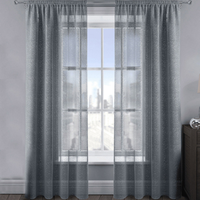 Velosso Alessandria Charcoal Shimmer Voile Panel Curtain 137 x 229cm - Size: W 137 x D 229cm - Grey - Wilko - image 1