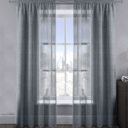 Velosso Alessandria Charcoal Shimmer Voile Panel Curtain 137 x 229cm - Size: W 137 x D 229cm - Grey - Wilko - thumbnail 1