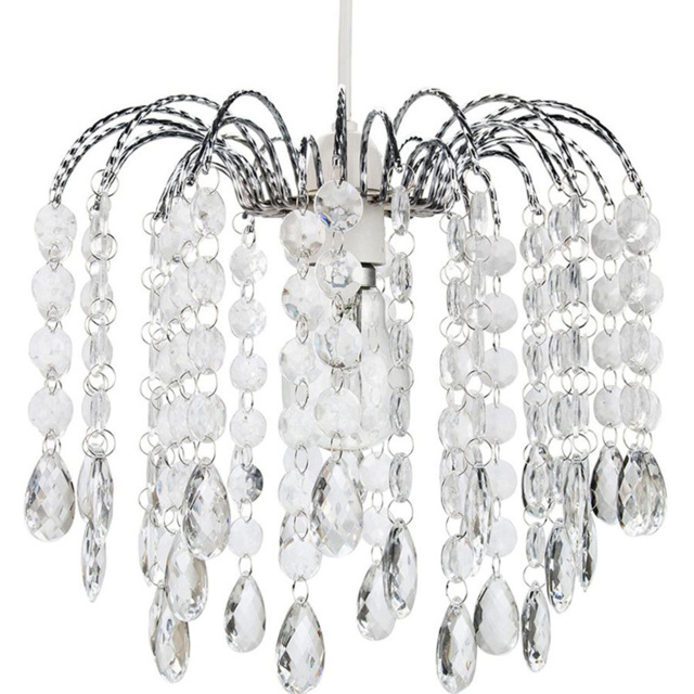 Happy Homewares Contemporary Waterfall Transparent Acrylic Droplets and Beads Pendant Shade - Size: 26 x 27 x 8cm - Clear - Wilko - image 1