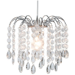 Happy Homewares Contemporary Waterfall Transparent Acrylic Droplets and Beads Pendant Shade - Size: 26 x 27 x 8cm - Clear - Wilko - thumbnail 3