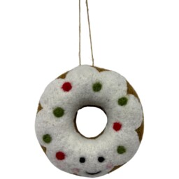 Wool Doughnut Hanging Decoration Multicolour - Candy Cane Lane - Wilko