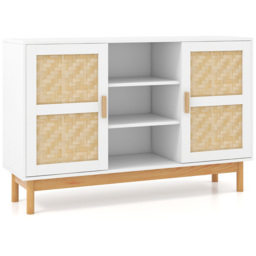 Costway 2 Door 3 Shelf White Sideboard - Size: 132 x 48 x 22cm - Wilko - thumbnail 3