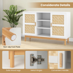Costway 2 Door 3 Shelf White Sideboard - Size: 132 x 48 x 22cm - Wilko - thumbnail 6