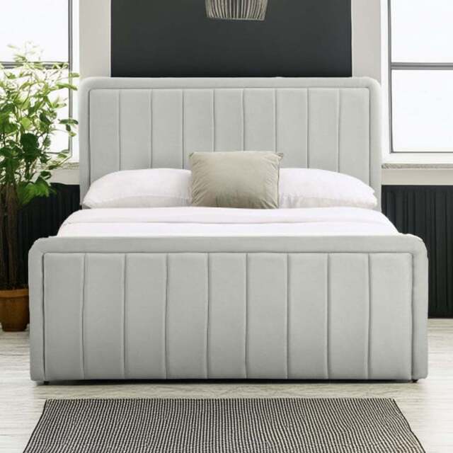 Comfy Living King Size Cream Brushed Velvet Ottoman Bed Frame - Wilko - image 1