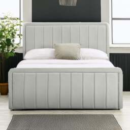 Comfy Living King Size Cream Brushed Velvet Ottoman Bed Frame - Wilko