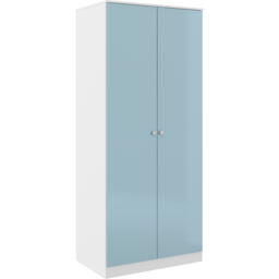 Seconique Denver 2 Door White and Blue Gloss Wardrobe - Size: 175 x 75 x 48cm - White/Blue Gloss - Wilko - thumbnail 3