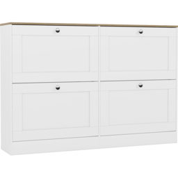 Vida Designs 4 Drawer White and Oak Effect Shoe Cabinet - Size: 80 x 105 x 23.5cm - White & Oak - Wilko - thumbnail 3
