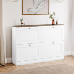Vida Designs 4 Drawer White and Oak Effect Shoe Cabinet - Size: 80 x 105 x 23.5cm - White & Oak - Wilko - thumbnail 6