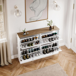 Vida Designs 4 Drawer White and Oak Effect Shoe Cabinet - Size: 80 x 105 x 23.5cm - White & Oak - Wilko - thumbnail 5