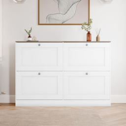 Vida Designs 4 Drawer White and Oak Effect Shoe Cabinet - Size: 80 x 105 x 23.5cm - White & Oak - Wilko - thumbnail 4