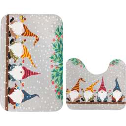 Noel Square Multicolour Singing Gonks Xmas Bath Set 2 Piece - Size: 50 x 80 x 1cm - Wilko