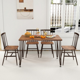 Costway 4 Seater Dining Set with Swivel Feet Walnut - Brown - Wilko - thumbnail 5