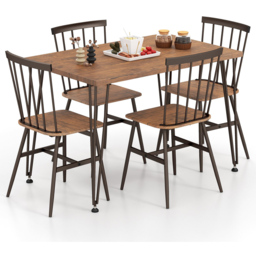 Costway 4 Seater Dining Set with Swivel Feet Walnut - Brown - Wilko - thumbnail 3