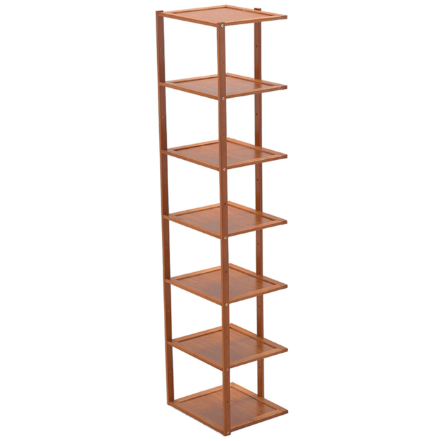 Living and Home 7 Tiers Entryway and Hallway Burlywood Bamboo Shoe Rack - Size: 25 x 27 x 109cm - Wilko - image 1