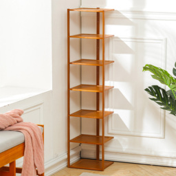 Living and Home 7 Tiers Entryway and Hallway Burlywood Bamboo Shoe Rack - Size: 25 x 27 x 109cm - Wilko - thumbnail 3