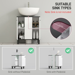 HOMCOM High Gloss White Under sink Bathroom Cabinet with Adjustable Shelf - Size: 70.0 cm x 34.0 cm x 60.0 cmcm - Clear - Wilko - thumbnail 5