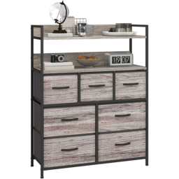 HOMCOM 7 Drawer 2 Shelf Grey Wood Effect Chest of Drawers - Brown - Wilko - thumbnail 3