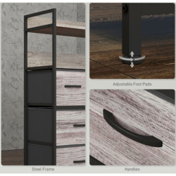 HOMCOM 7 Drawer 2 Shelf Grey Wood Effect Chest of Drawers - Brown - Wilko - thumbnail 6