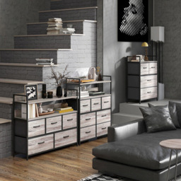 HOMCOM 7 Drawer 2 Shelf Grey Wood Effect Chest of Drawers - Brown - Wilko - thumbnail 5