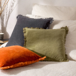 Yard Jaye Moss Velvet Fringed Cushion - Size: 45 x 45 cm - Multi - Yard Living - Wilko - thumbnail 7