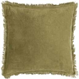 Yard Jaye Moss Velvet Fringed Cushion - Size: 45 x 45 cm - Multi - Yard Living - Wilko