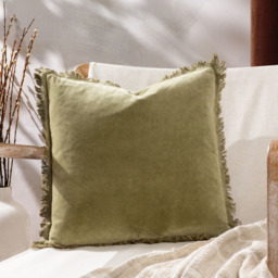 Yard Jaye Moss Velvet Fringed Cushion - Size: 45 x 45 cm - Multi - Yard Living - Wilko - thumbnail 3
