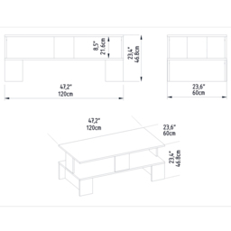 Decorotika Evans Single Shelf Cordoba Coffee Table - Size: 46.8 x 120 x 60cm - Grey - Wilko - thumbnail 7