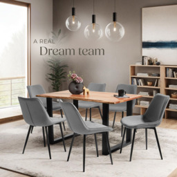 tectake Monroe Set of 8 Grey Velvet Padded Dining Chair - Wilko - thumbnail 7