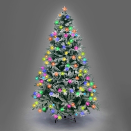 Shatchi Multicolour LED Pre-Lit Snow Flocked Lapland Fir Artificial Christmas Tree 4ft - White - Wilko - thumbnail 4