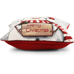 Noel Square Merry Xmas Snowman Cotton Chenille Cushion - Size: 43 x 43 x 1cm - Red - Wilko - thumbnail 4
