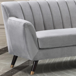 Morgan 2 Seater Grey Plush Velvet Sofa - Artemis Home - Wilko - thumbnail 3