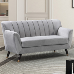 Morgan 2 Seater Grey Plush Velvet Sofa - Artemis Home - Wilko - thumbnail 1