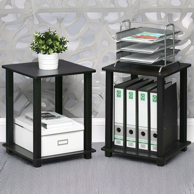 Walplus Simplistic Dark Walnut End Table Set of 2 - Size: 49.78 x 39.62 x 39.62cm - Black - Wilko - image 1