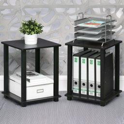 Walplus Simplistic Dark Walnut End Table Set of 2 - Size: 49.78 x 39.62 x 39.62cm - Black - Wilko - thumbnail 1