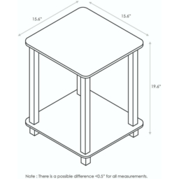 Walplus Simplistic Dark Walnut End Table Set of 2 - Size: 49.78 x 39.62 x 39.62cm - Black - Wilko - thumbnail 7