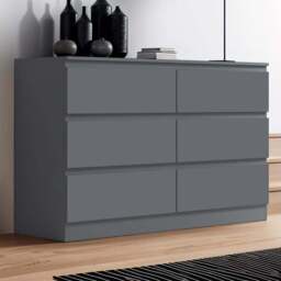 FWStyle Carlton 6 Drawer Matt Grey Chest of Drawers - Wilko - thumbnail 1