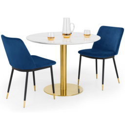 Julian Bowen Palermo Delaunay 2 Seater Round Dining Set White and Blue - Wilko - thumbnail 3