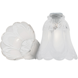 Happy Homewares Frosted and Clear Floral Glass Shade 2 Pack - Size: 13 x 13 x 13cm - White - Wilko - thumbnail 4