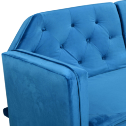 Comfy Living 3 Seater Blue and Gold Plush Velvet Tufted Sofa Bed - Wilko - thumbnail 6