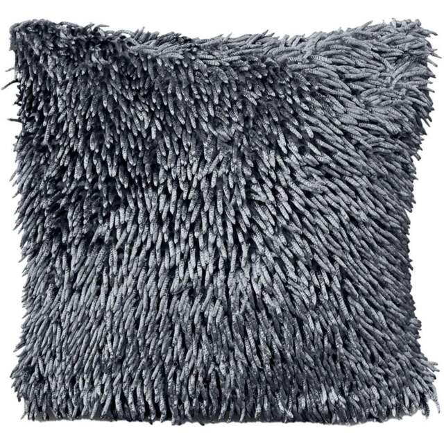 Velosso Charcoal Shaggy Chenille Filled Cushion 43 x 43cm 2 Pack - Grey - Wilko - image 1