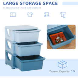 Playful Haven Blue 3 Drawers Kids Storage Unit - Size: 37 x 37 x 56.5cm - Wilko - thumbnail 6