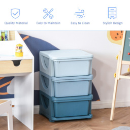 Playful Haven Blue 3 Drawers Kids Storage Unit - Size: 37 x 37 x 56.5cm - Wilko - thumbnail 5