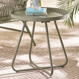 Furniturebox Agen Green Metal Outdoor Round Side Table - Size: 47 x 44 x 44cm - Wilko - thumbnail 1