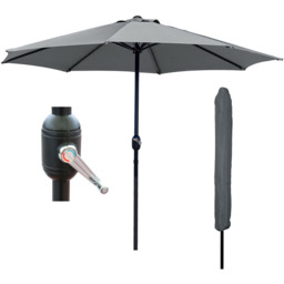 GlamHaus Dark Grey Garden Parasolwith Crank Handle 2.7m - Wilko - thumbnail 4