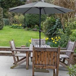 GlamHaus Dark Grey Garden Parasolwith Crank Handle 2.7m - Wilko - thumbnail 6