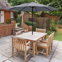 GlamHaus Dark Grey Garden Parasolwith Crank Handle 2.7m - Wilko - thumbnail 3