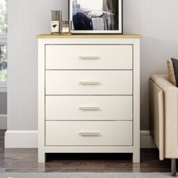 Lexington 4 Drawer Cream Gold Handled Chest of Drawers - Wilko - thumbnail 1