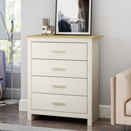 Lexington 4 Drawer Cream Gold Handled Chest of Drawers - Wilko - thumbnail 3